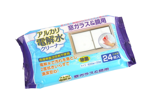 〇汚れ落としシート、２４枚入りです。アルカリ電解水で汚れを落とし、２度拭きいらずで清潔安心です。合成界面活性剤不使用です。手アカや皮脂汚れもスッキリ落とします。※体を拭くウェットティッシュではございま